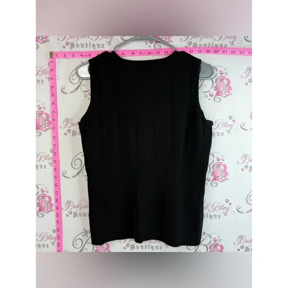 Danier tank top stretchy classic knit knitted Black Sleeveless Tank Top